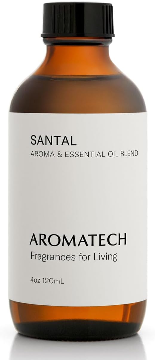 AromaTech Santal Aroma Essential Oil Blend: Luxury Hotel Inspired Aromatherapy with Amber, Vanilla, Cedar & Sandalwood for Ultrasonic Diffusers & Nebulizers - 4 fl oz, 120 mL