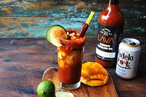 (3 Pack) LAVA All Natural Authentic Michelada Mix Craft Cocktail Mixer, Made with Real Tomatoes, Ancho Chile Peppers, Tamarind, No Junk Ingredients, Vegan, 1-Liter (33.8oz) Glass Bottle, Ready to Use