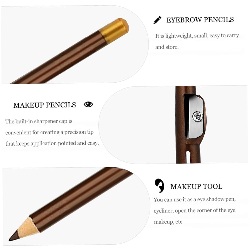 5Pcs Wooden Hard-Core Eyebrow Pencils for Women, Black Eyebrow and Eyeliner Pencil, Long Lasting Waterproof and Sweat-Proof, Beginner Makeup Brow Pencil, Create a Natural Eye Brow Makeup