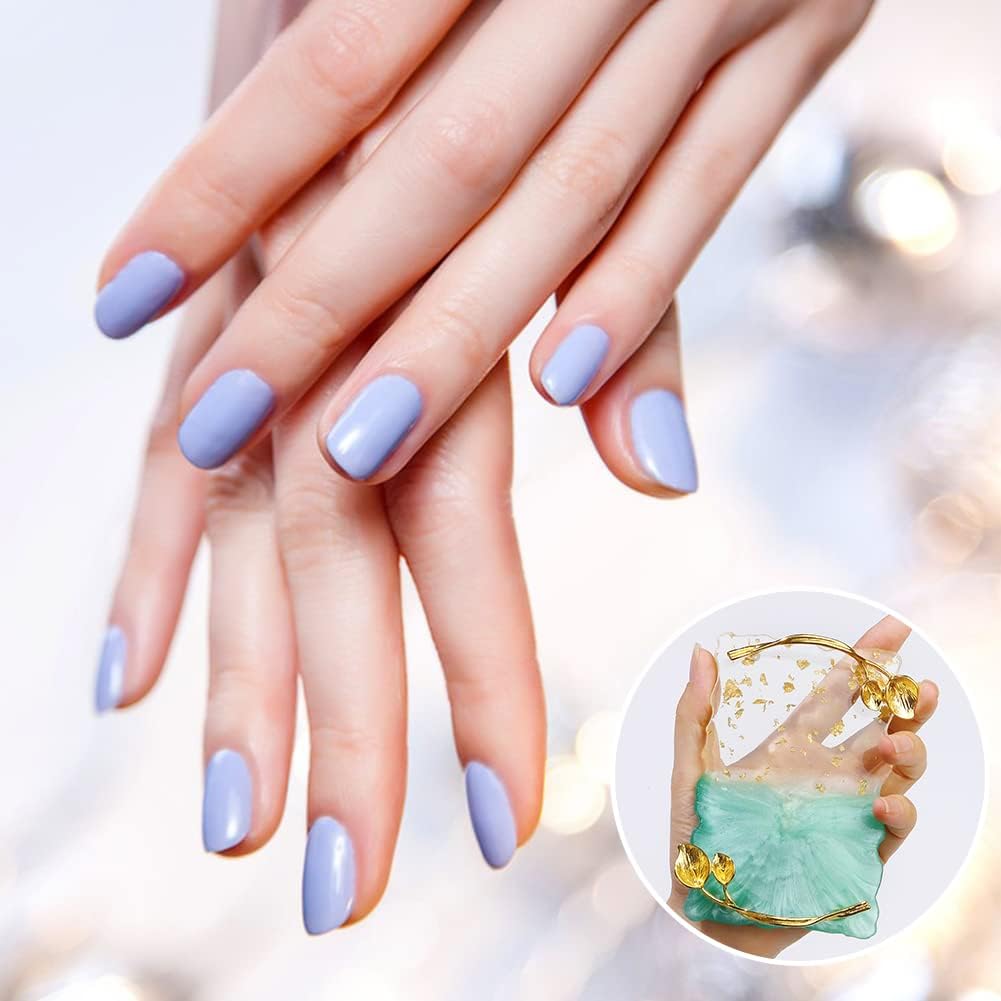 Resin Nail Art Palette, Nail Art Painting Palettes with Nail Palette Stirring Rod Gold Edge Nail Holder Nail Art Display Board Fashion Delicate Nail Tool Accessories, Type 6