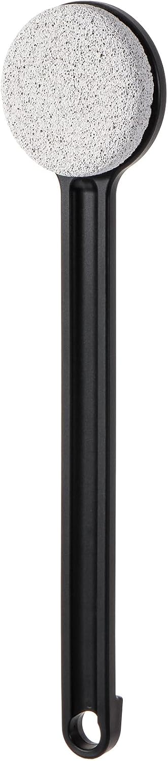 Pumice Stone for Feet with Long Handle (Straight Handle,Black, Count, 1.0)