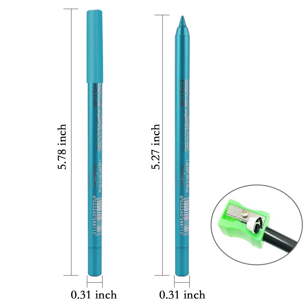 evpct 3Pcs Sky Sea Teal Blue green Gel Glitter Eyeliner Pencils Set for Women, Waterproof Smudge Proof lapiz de ojos delineador de ojos contra el agua Eye Liner Makeup 09 11 15