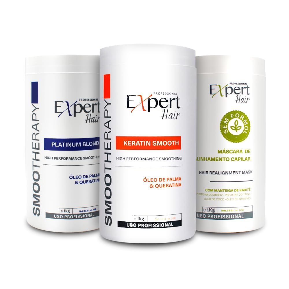 Expert Hair Botox Kit - Anti-Frizz, Thermo-Active, Natural Look - Keratin Treatment for Smoothing and Frizz Control, 3x 1kg/35.3 oz