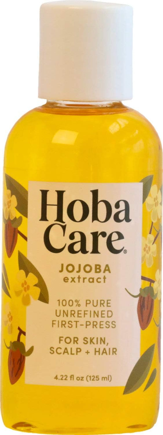 HobaCare Hexane Free Jojoba Oil for Nails & Cuticles, Dry Skin, Beard Care, Scalp Massage Therapy – Mini Travel Size Pure Unrefined Natural Carrier Oil for Skincare, Shaving, Hair Treatment (4.22 oz)