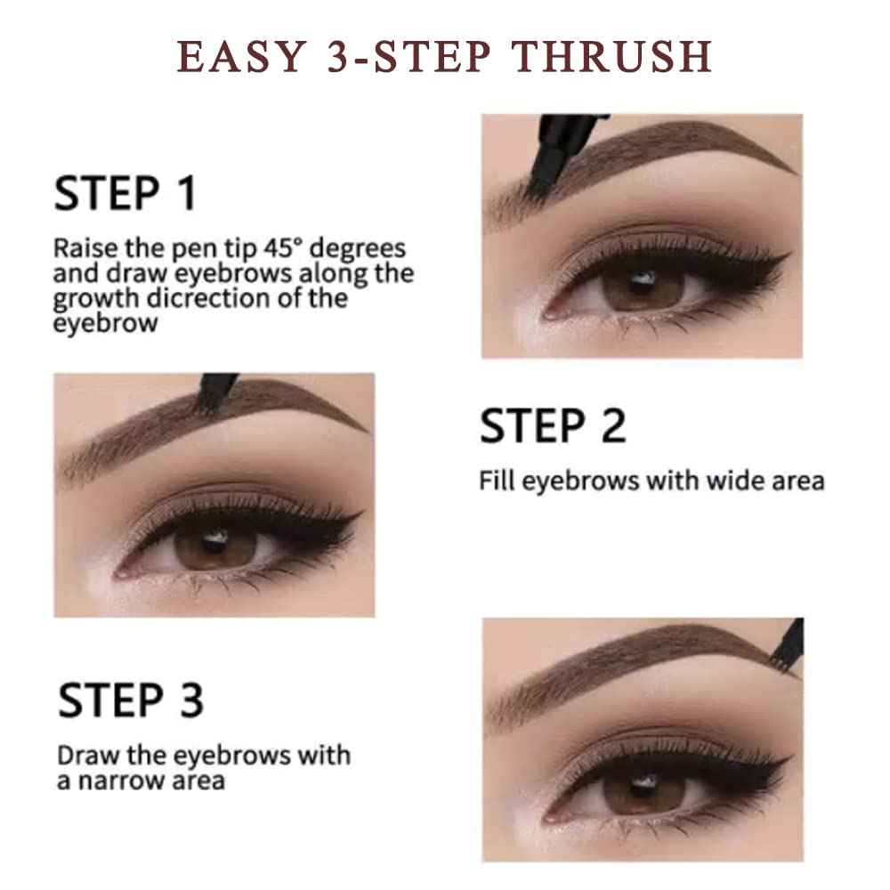 Waterproof Eyebrow Pen - Microblading Tattoo Brow Pencil, 24 Hours Long Lasting, Creates Natural Looking (Auburn - 2 PCS)