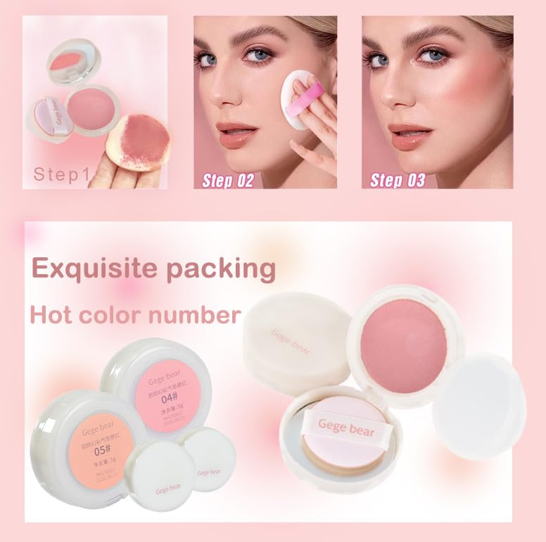 Silky Matte Blush,Blush Powder for Cheeks,Long-Lasting, Natural Look, Powder Blush Palette, Complements All Skin Tones