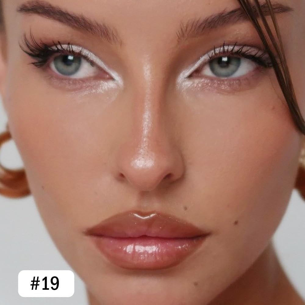 evpct Pearl White Glitter Eyeliner Pencil for Eyes, Pearl White Metallic Shimmer Eye Liner Pencil Makeup Waterproof Smudge Proof, Colored Gel Waterline Eyeliner, Face Eye Paint Stick Halloween Makeup