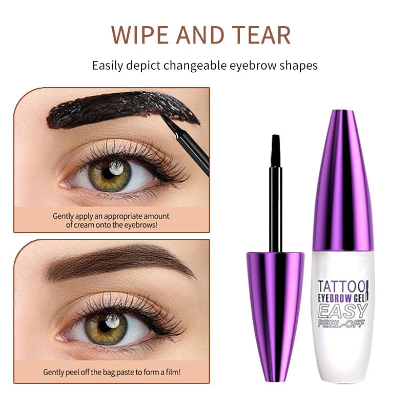 2Pcs Light Brown Peel Off Brow Tint Gel - Waterproof & Sweatproof Tattoo Effect, Transfer-Resistant Multi-Day Wear, All Skin Types Mother’s Day Gift Set