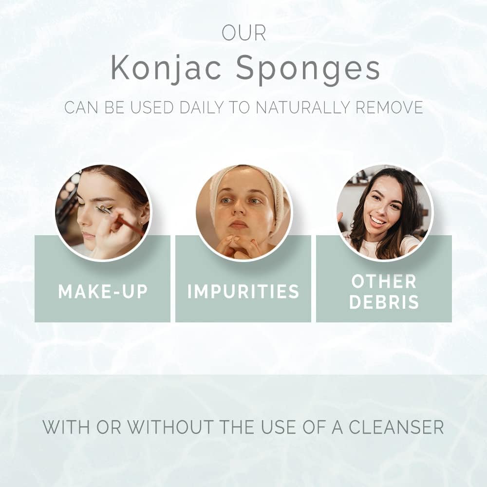 Wildpier Beauty Bamboo Charcoal Konjac Sponge, Natural Luxury Facial Exfoliator, Face Scrubber, Makeup Remover, Plant Based Gentle Cleansing for Sensitive Skin, Removes Dead Skin Cells, Black