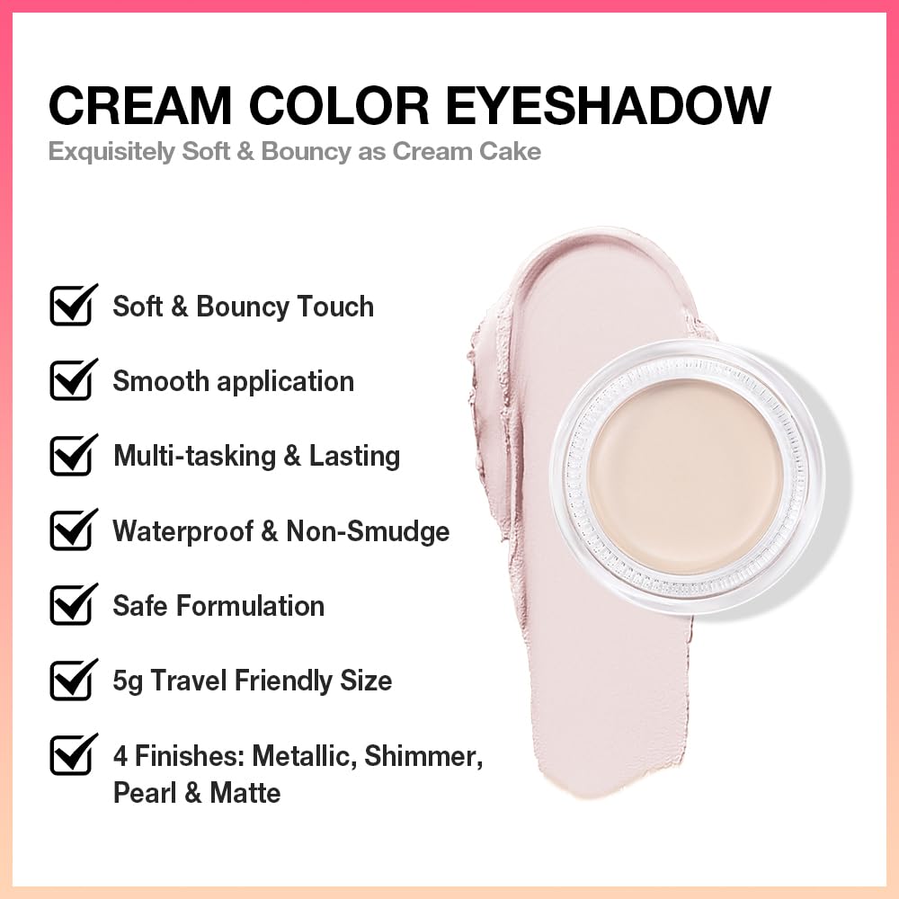 evpct Matte Bright Nude Single Cream Eye Shadow Palette Pot Makeup for Older Women, Highly Pigmented Monochrome Cream to Powder Eyeshadow Palette Matte Liquid eyeshadow, Natural Waterproof Blendable