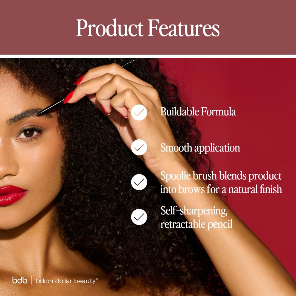bdb Brows on Point Micro Brow Pencil - Precision Tip & Spoolie, Waterproof, Define Shape and Fill Brows, Taupe, 3-Pack