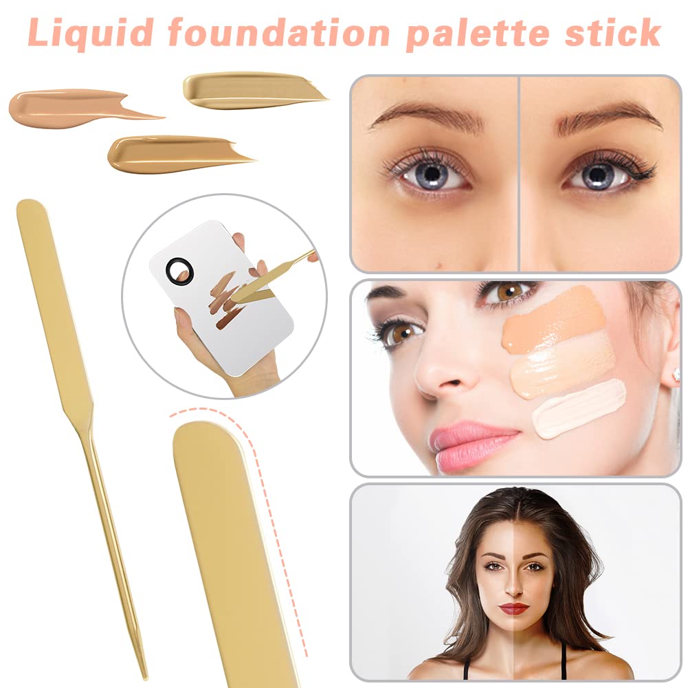 5PCS Makeup Mixing Palette, Stainless Steel Cosmetic Makeup Palette With Spatula Makeup Artist Tool, Professional Cosmetic Mixing Makeup Palette For Mixing Eye Shadow/Eyelash/Nail Art/Foundation