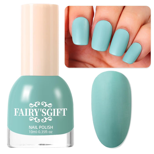 Matte Nail Polish Air Dry Nail Lacquer for Nail Art Varnish, Mist Effect Matte Finish Velvet Nail Polish, 0.35 fl oz (Cyan-14, 10 ML)