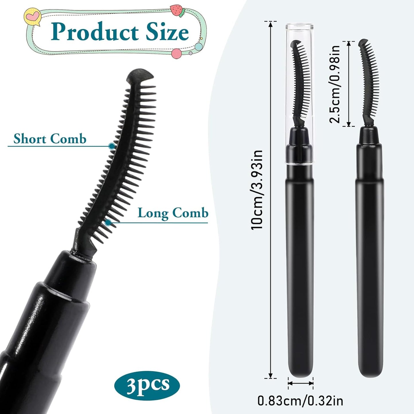 3 Pcs Silicone Lash Brush Mascara Eyelash Separator Eyelash Comb Eyebrow Brush Eyelashes Definer with Dust Lid Lash Separating Comb Brow Grooming Brush