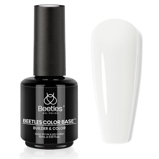 Beetles Milky White Rubber Base Gel Polish For Nail Thickening, 15ml Milky White Gel Polish Nail Strengthener Extension Color Base Gel In A Bottle UV LED Nail Lamp Cured