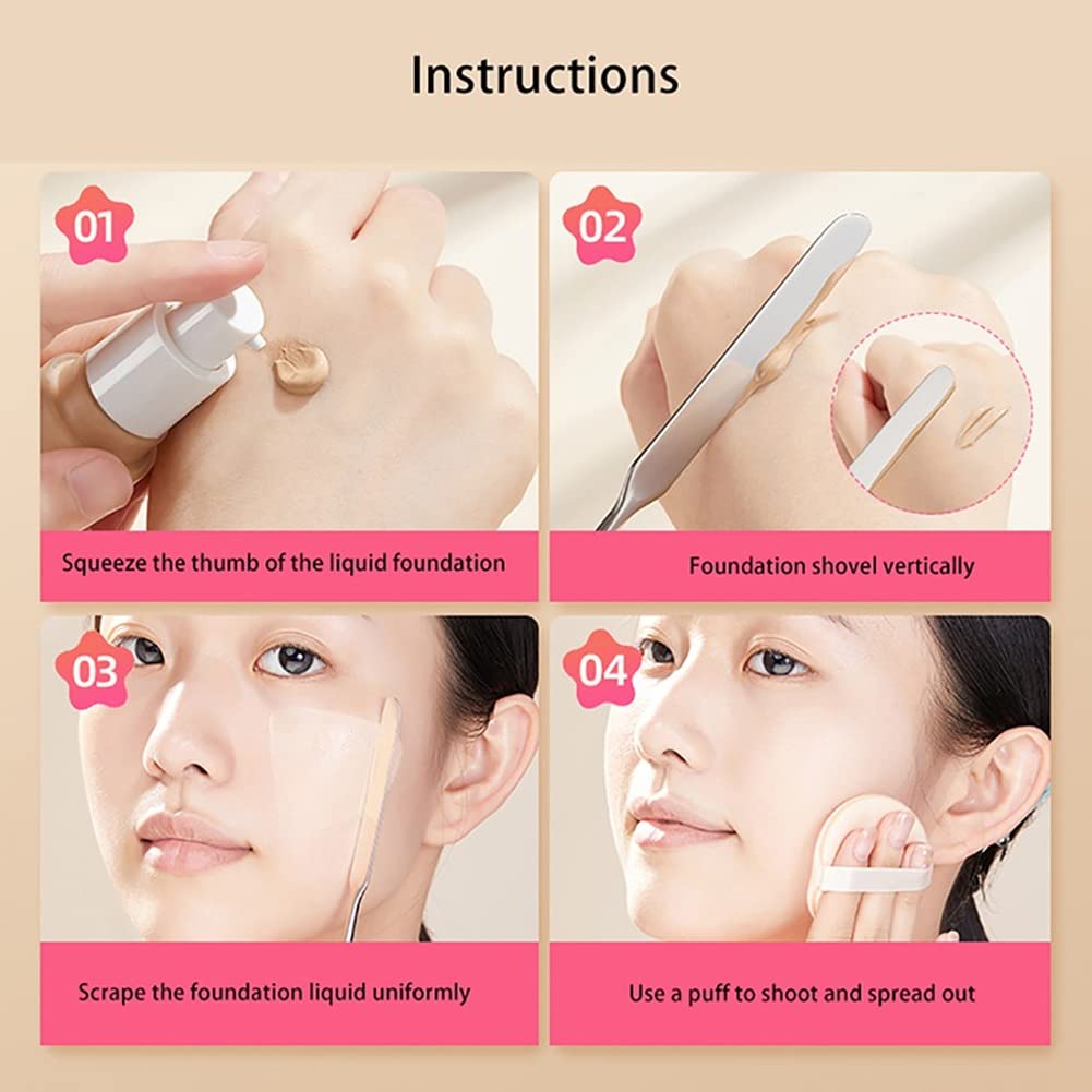 6 Pack Stainless Steel Makeup Spatula Foundation Liquid Foundation Mixer Face Cream Applicator Cosmetic Mixing Tool for Foundation Eye Shadow Cream