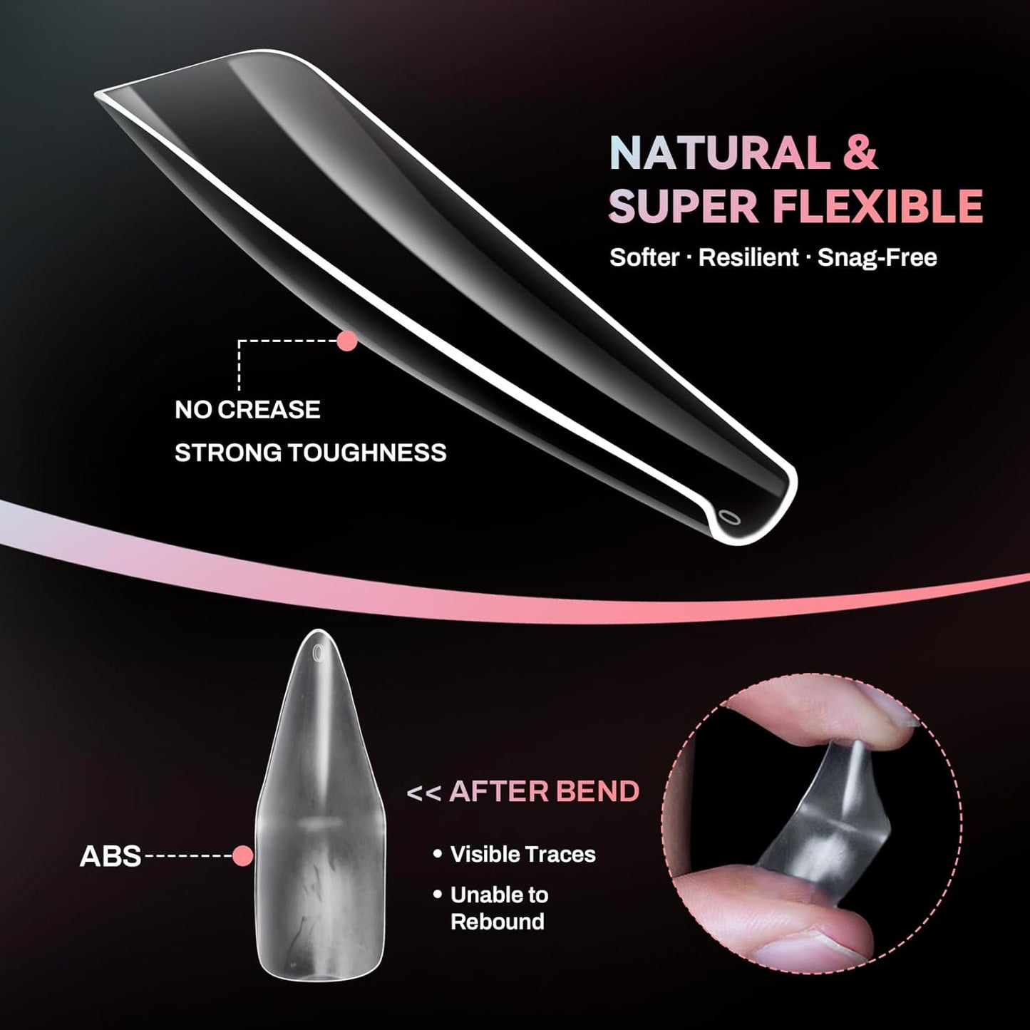Ranrose Long Coffin Nails Tips: 240pcs XXL Acrylic Nails Clear C Curve Coffin False Nail, Full Cover Fake Nails for Nail Extension, 12 Sizes