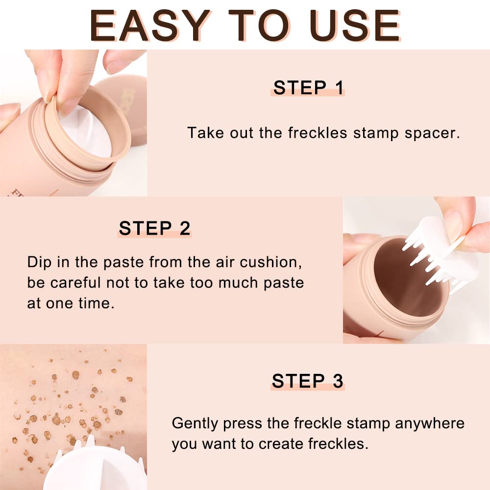 Erinde Upgrade Liquid Freckle Pen, Fake Freckles Stamp Air Cushion, Long Lasting Waterproof Quick Dry Lifelike Freckles Marker Makeup, Magic Freckle Stamp for Natural Sunkissed Makeup, 01 Saddle Brown