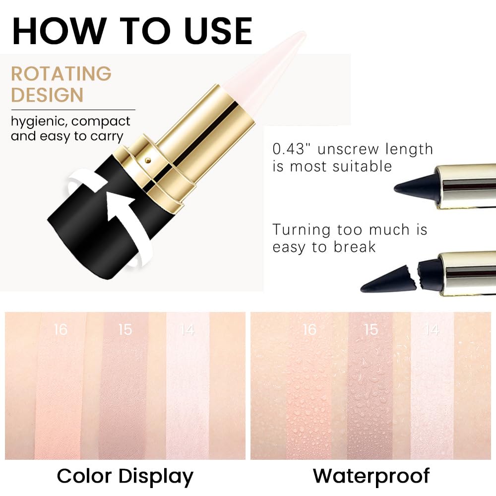 Kaely 2Pcs Quartz Queen White Gel Eyeliner Pencil, Natural Cream Eye Liner Waterproof Smudge Proof, Matte Waterline Eyeliner Eyeshadow Stick, Brighten Eye Makeup, Vegan & Cruelty-Free