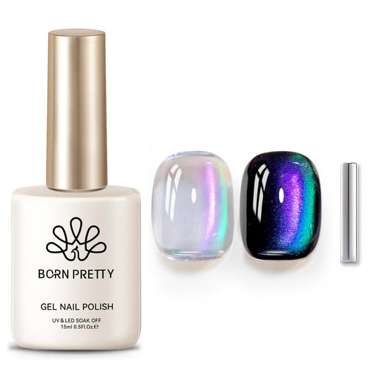 BORN PRETTY Cat Magnetic Gel Nail Polish,Chameleon Holorgraphic Cat Magnetic Eye Gel Polish Sway Sea Gel Polish