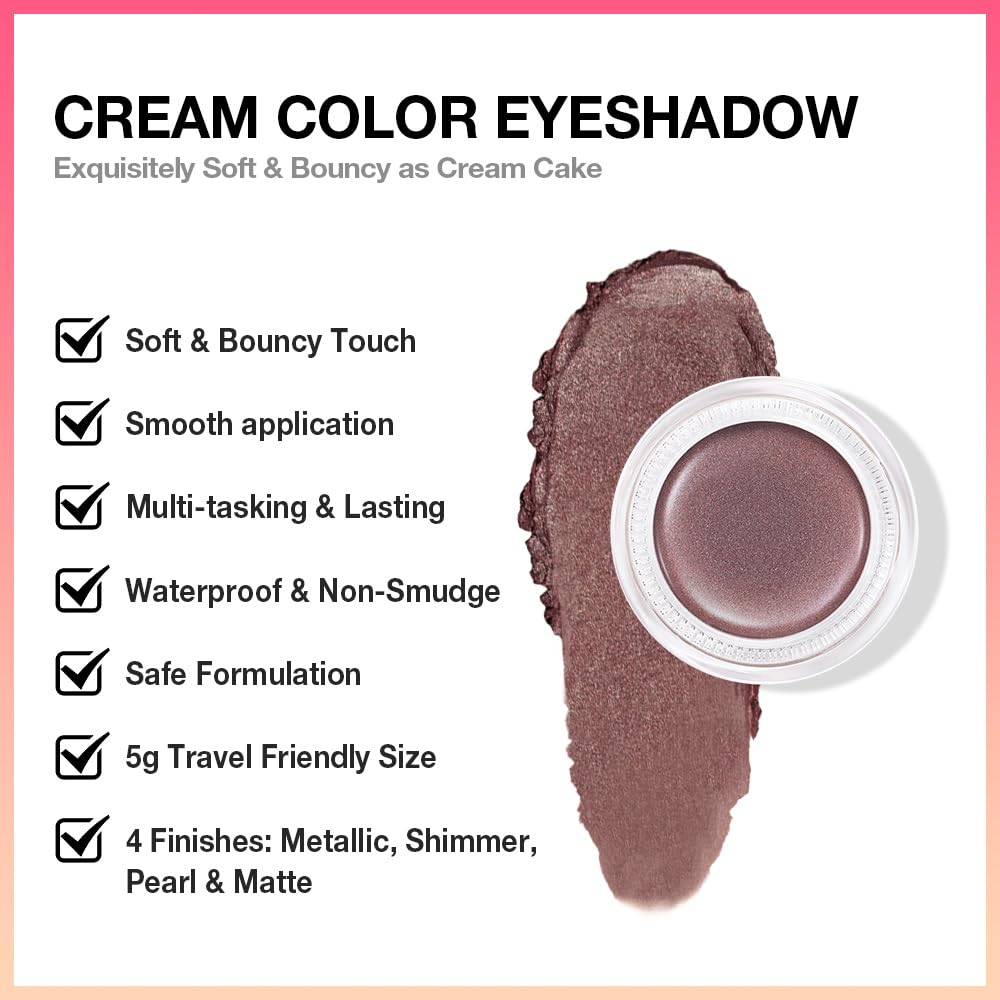 Kaely Single Cream Eyeshadow Pot, Taupe Shimmer Eye Shadow for Older Women High Pigmented Waterproof, Natural Eyeshadow Palette Makeup Brightener, sombras en crema para ojos, Blendable, R04