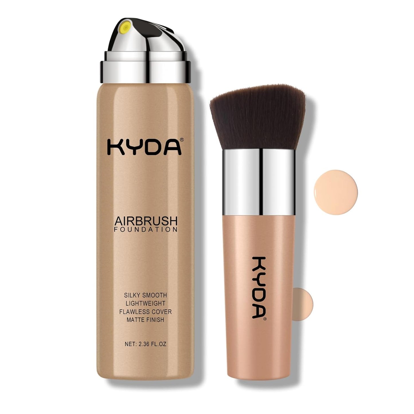 KYDA AirBrush Foundation Spray, Lasting Matte Foundation, Lightweight Cover, Smooth Blendable, Moisturizing Makeup Primer with Soft Brush Applicator-#120 Classic Ivory