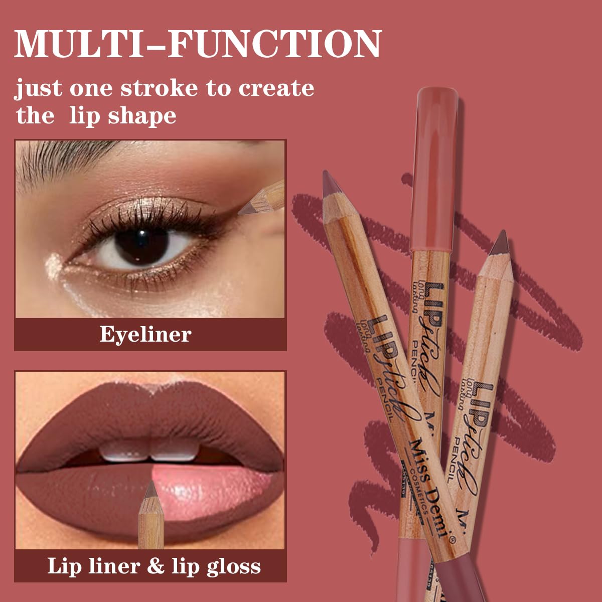 12PCS Lip Liner Pencils Set Pack for Shaping & Sculpting Lips, Modifieddark Lip Color Lipsticks,Long-Lasting Waterproof Lipsticks. (01, Color)