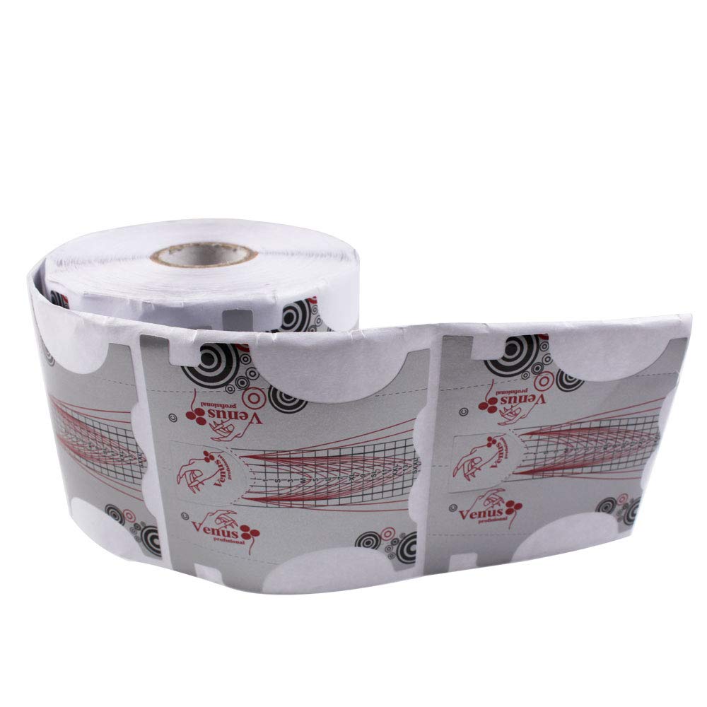 500Pcs Nail Form, Nail Art Guide Stickers for Acrylic UV Gel Nail Tips Manicure Extension Tool (1 Roll / 500 PCS - Sliver)