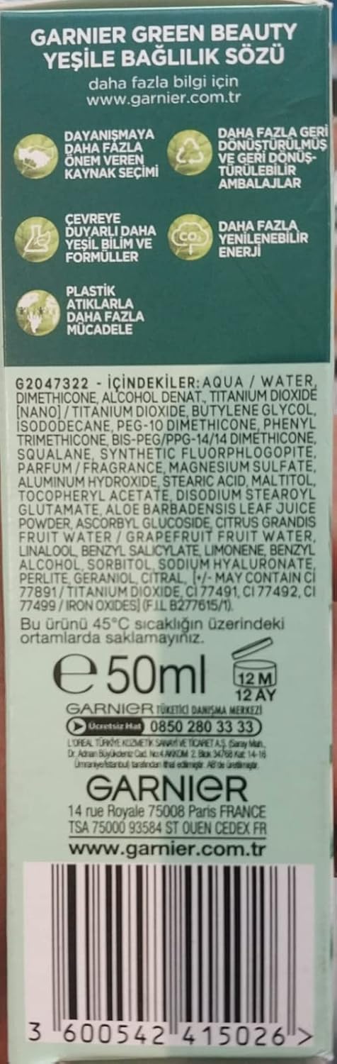 Garnier Skin Naturals Classic Hyaluronic Aloe All-in-1 BB Medium Cream, 50ml
