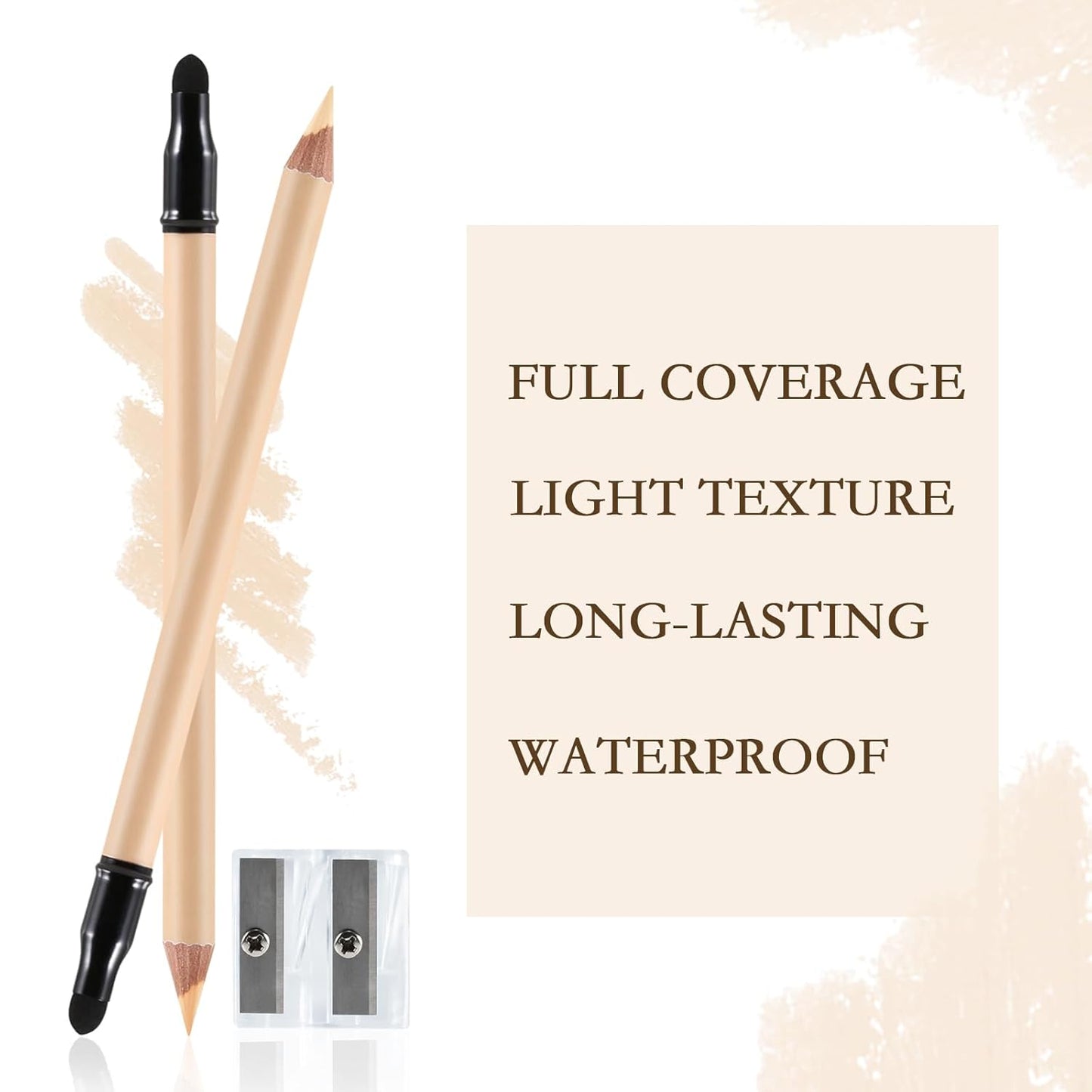 Concealer Pencil with Sharpner,Full Coverage,Waterproof Under Eye Concealer Stick for Dark Circles,Blemishes,Aging Spots,Acne,Freckles