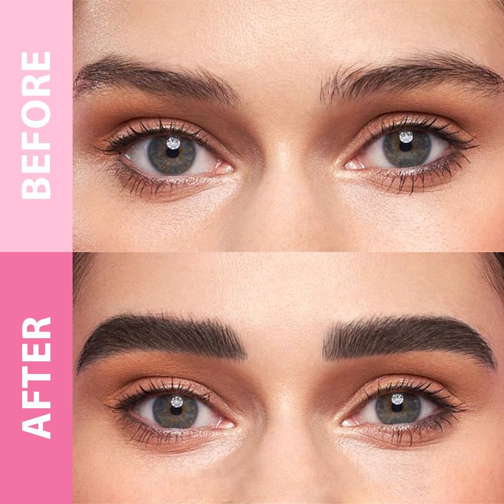 evpct 1Pcs Black Magic Microblading Dual-Ended Eyebrow Contouring Pen Brow Pencil, with 4 Brush Micro-Fork-Tips Applicator and Precise Brush-Tip, Hair Like Strokes, with Dual-ended Eyebrow Brush