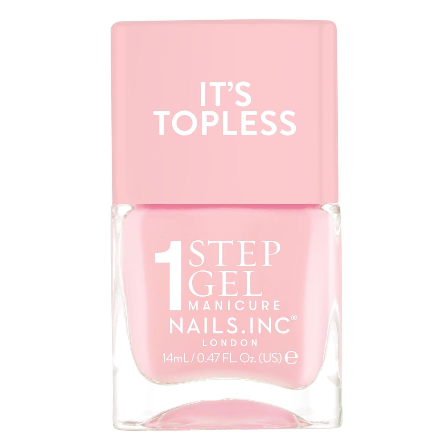 Nails Inc It's Topless Gel-Like Nail Polish, 4-in-1 Base Coat, Treatment, Color & Top Coat, Long Lasting, Strong, Chip Free Nails, Glossy Salon Quality Manicure, Air Dry, Sabrina, 0.47 Fl Oz