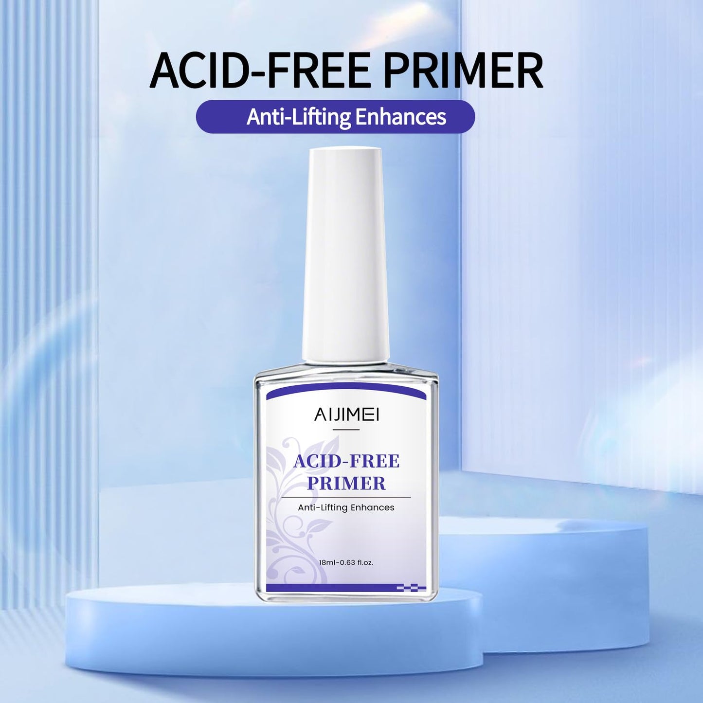 AIJIMEI Acid Free Primer 18ml/0.63fl.oz Acid Free Peel Adhesive Primer, Suitable For Gel Nail Polish, Nail Polish And Acrylic Powder Diy Nail Products In Home Salon