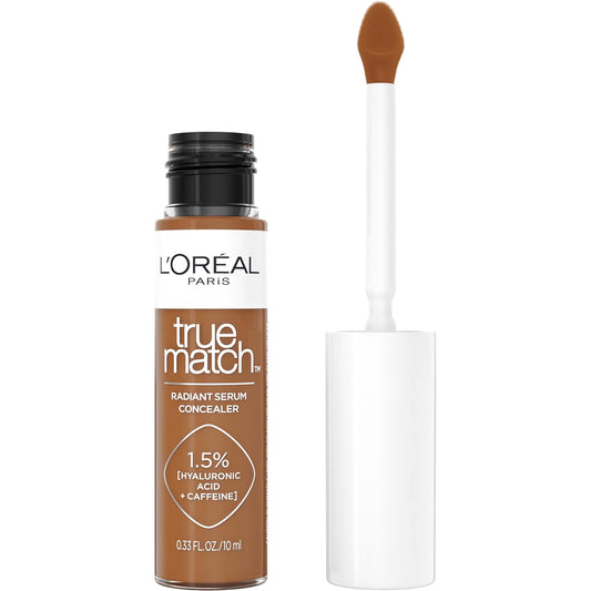 L’Oréal Paris True Match Radiant Serum Concealer, Brightening Under Eye Concealer Make Up with 1.5% Hyaluronic Acid and Caffeine, W9.5, 0.33 Oz