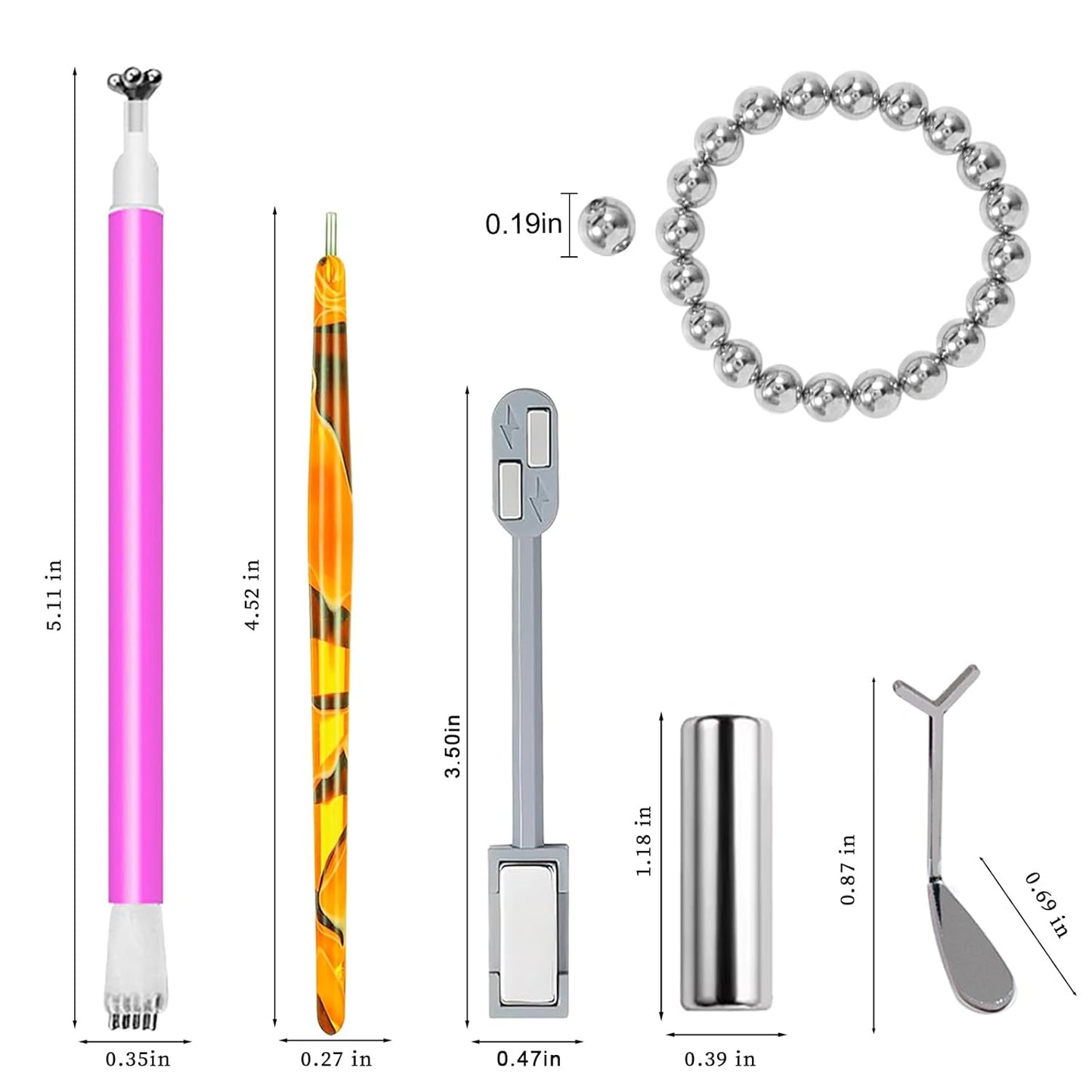 24 Pcs Cat Eye Magnet for Nails + 3 Y-Shaped Metal Brackets for Heart Cat Eye Effect Cylindrical Nail Magnet Magnetic Beads Magnet Double Ended Flower Magnet Stick for Cat Eye Nail Polish