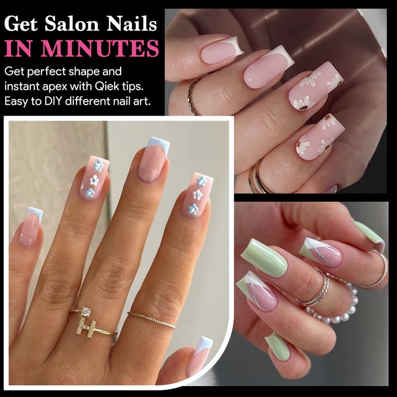 Short Square False Nail Tips, 15 Sizes 510 PCS Clear French Press On Fake Nail Soft Pre-shaped Half Matte Full Cover Gel Nail Tips Extensions Thick Long Lasting for DIY Beginners & Salon Manicure