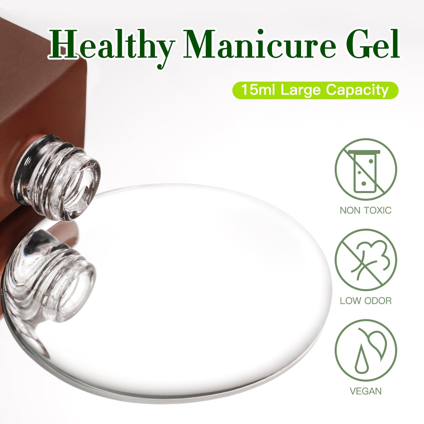 Double Rhythm 15ML No Wipe Gel Top Coat Base Coat Iridescent Glitter Shimmer 2 in 1 Nail Polish Soak Off Manicure DIY Home Salon (Matte Top Coat)