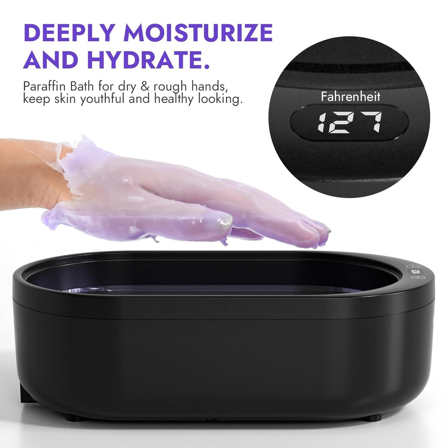 Small Paraffin Wax Machine for Hands - Small Size Hand Wax Paraffin Machine 2000ml With 3 packs of Paraffin Wax Kit Digital Display Screen for Paraffin Bath
