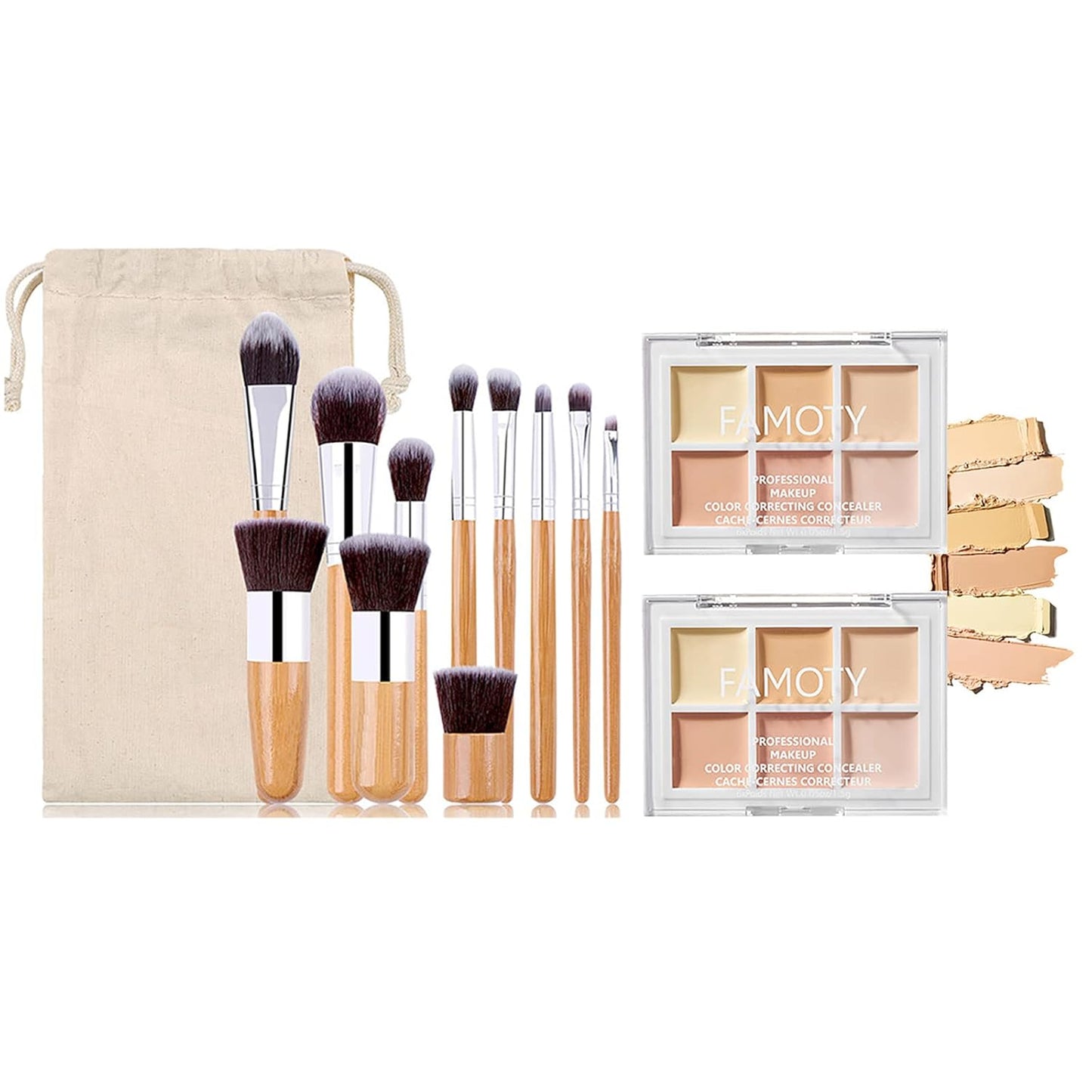 6 Colors Face Contouring Palette, with 11 Pcs Makeup Brush Kits, Light Color Combination Cosmetics Cream Contour and Highlighting Palette, Cover Dark Circles, Bruises, Age Spots, Blemish
