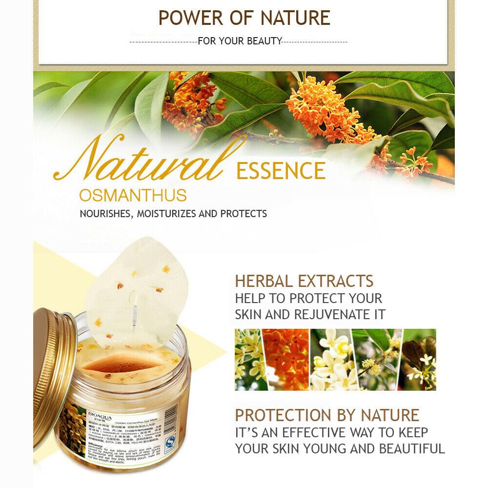 BIOAQUA Golden Osmanthus Eye Mask Gold Eye Treatment Masks Under Eye Patches Dark Circles Treatment Eye Bags Patches Puffy Eyes Anti-Wrinkle Undereye Gel Pads 80Pcs