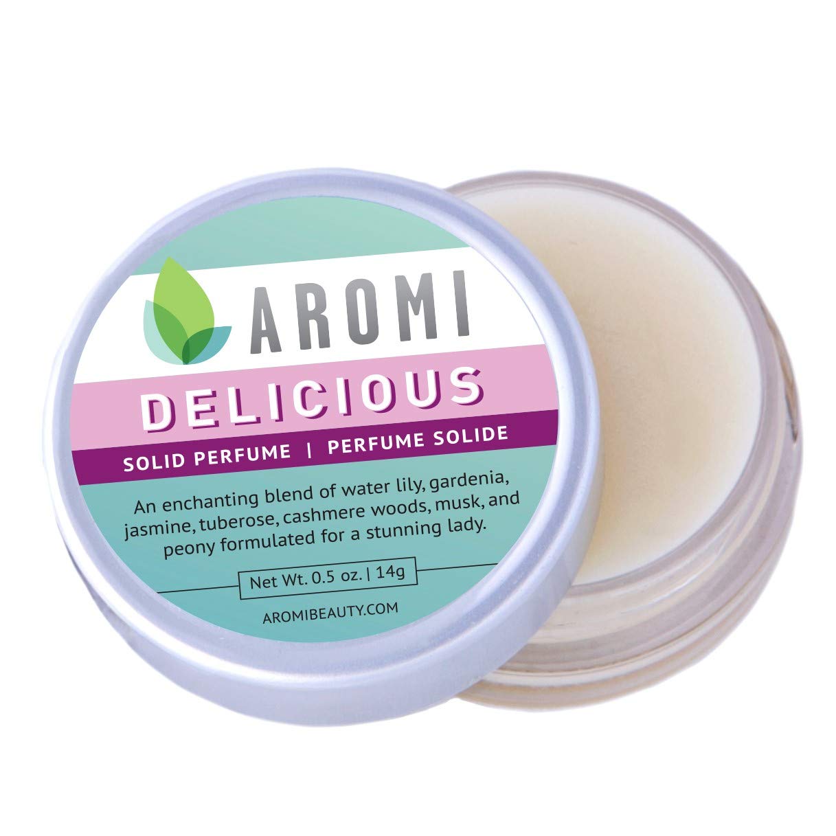 Aromi Delicious Solid Perfume | Honeysuckle, Tuberose, and Gardenia Fragrance, Vegan, Cruelty-free, Wax Scent, Travel, Women's Gift, Handmade (Delicious)