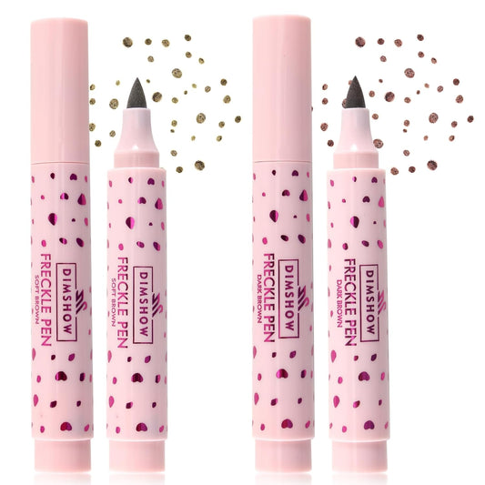Erinde 2PCS Freckle Pen, Natural Lifelike Freckle Makeup Pen Magic Freckle Color, Waterproof Longlasting Soft Dot Sopt Pen for Natural Effortless Sunkissed Makeup, Dark Brown&Light Brown