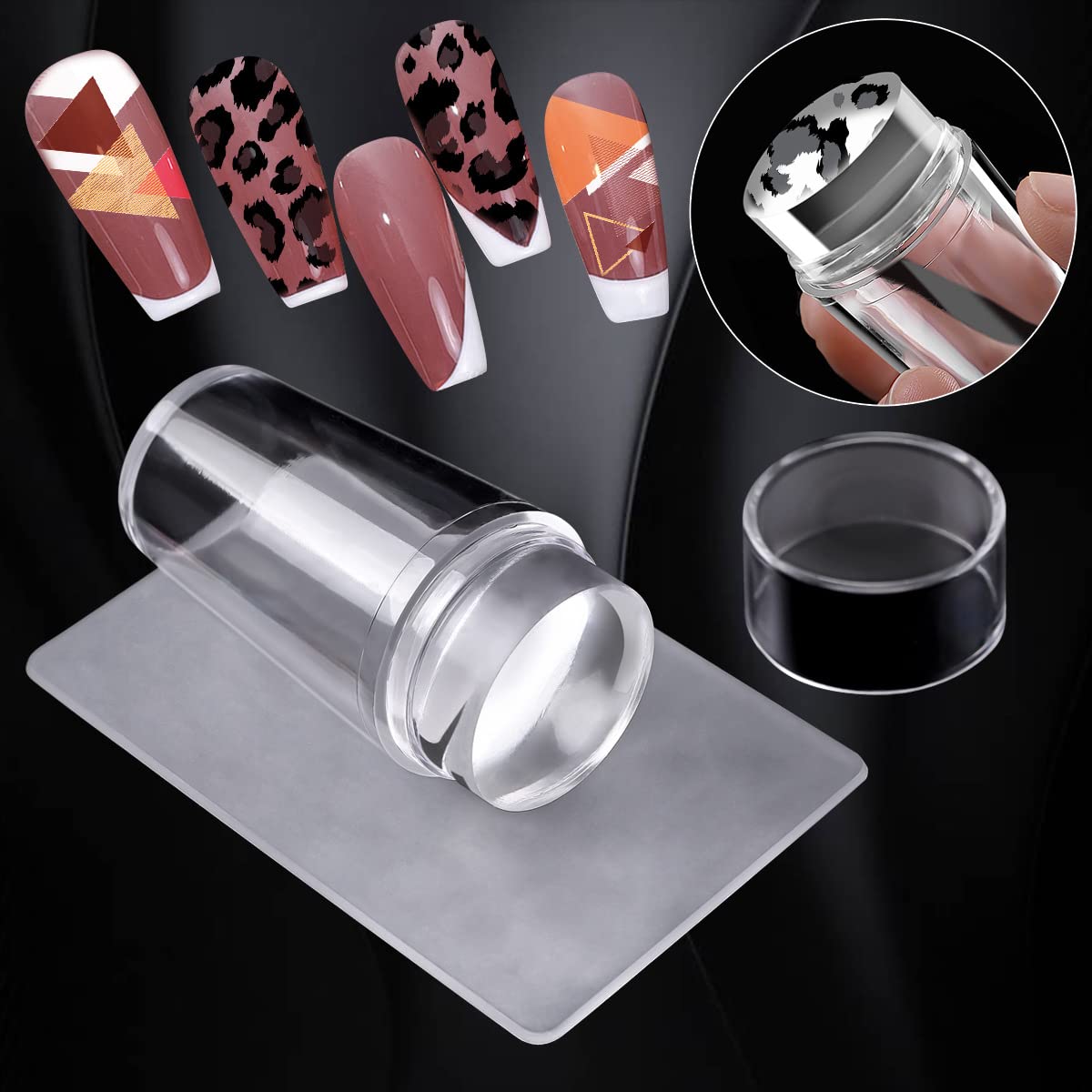 AddFavor Nail Stamper Kit 8pcs Nail Stamping Plates Flower Leaves Geometric Butterfly Image Nail Stencils with Silicone Stamp and Scraper for Women Girls Summer Nail Art Design Supplies Tools