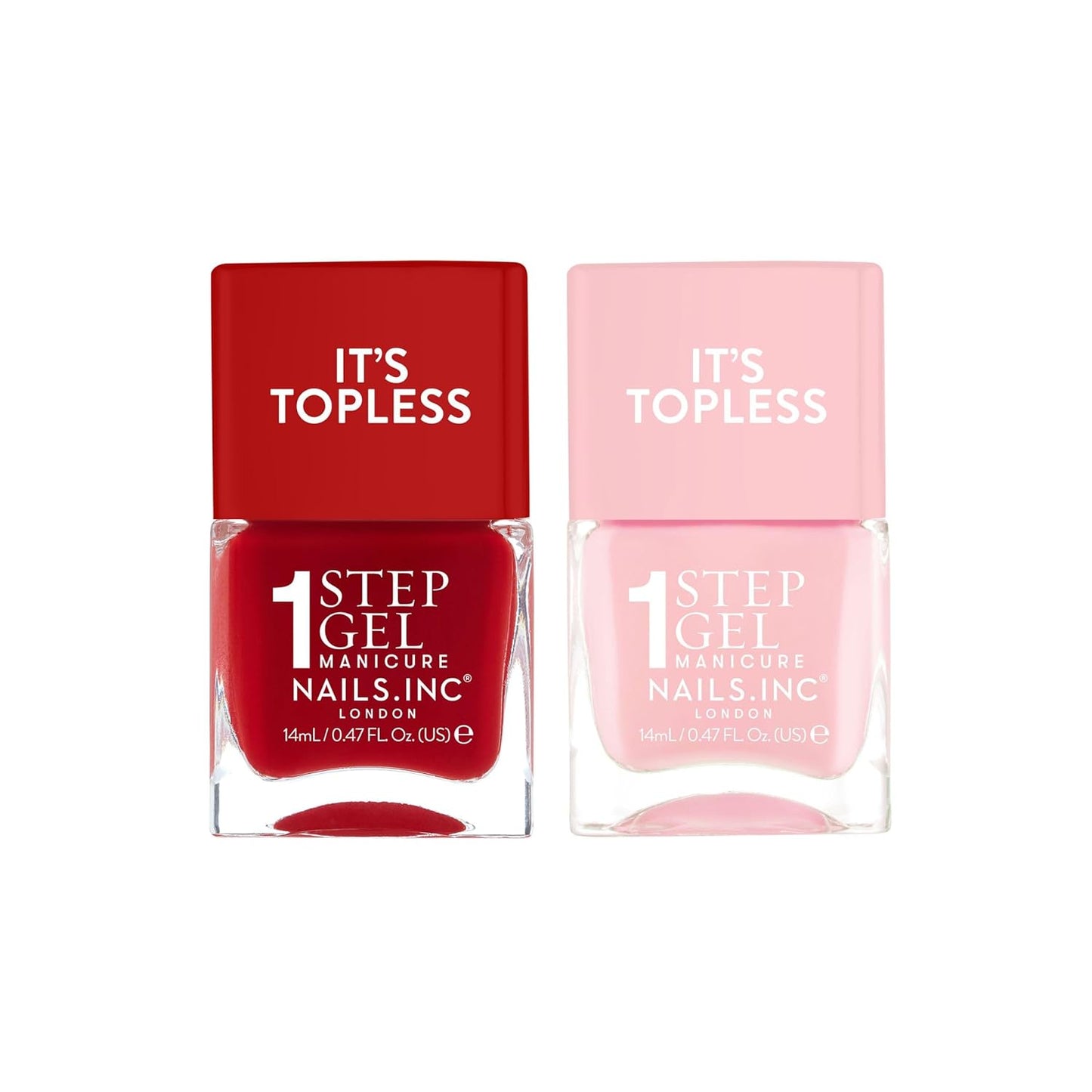 Nails Inc It's Topless Gel-Like Nail Polish Duo, 4-in-1 Base Coat, Treatment, Color & Top Coat, Long Lasting, Strong, Chip Free Nails, Glossy Salon Quality Manicure, Air Dry Nail Polish, 2 Piece Set