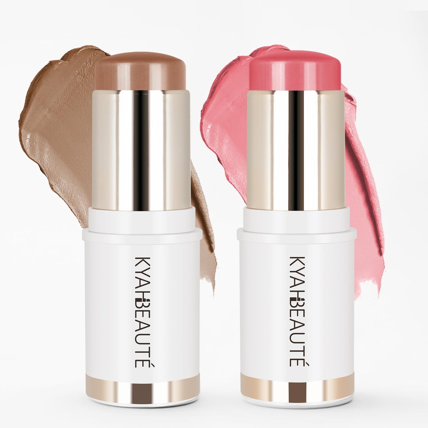 2Pcs Contour Stick Makeup，Cream Blush for Cheeks, Contour Stick + Blush Stick for Dewy Makeup Look，Long-Wear & Hydrating Formula | Contour Stick + Blossom Blush for Light to Light Medium…