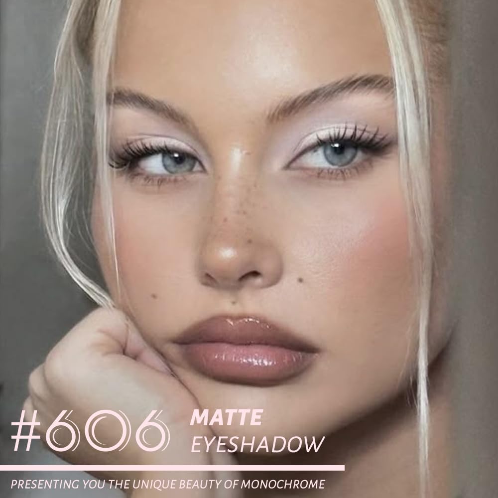 Monochrome Matte Eye Shadow Palette,Pearl White Neutral Nude Matte Pressed Powder Single Eyeshadow,Natural Long Lasting Naturing-Looking Eyeshadow,Talc,Paraben Vegan & Cruelty Free