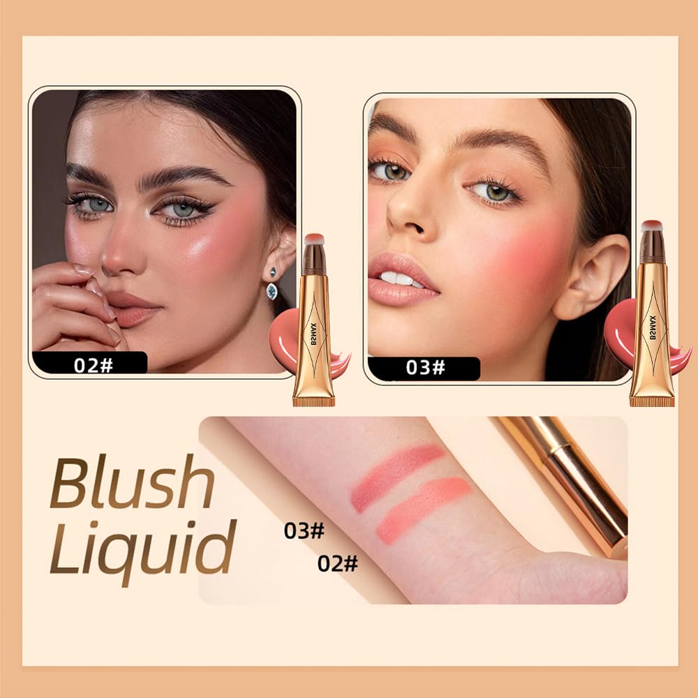 3 Pcs Liquid Contour Beauty Wand Set, Contour & Blush & Highlighter Stick with Cushion Applicator， Attached Easy to Blend, Long Lasting & Smooth Natural Matte Finish (01#03#04)