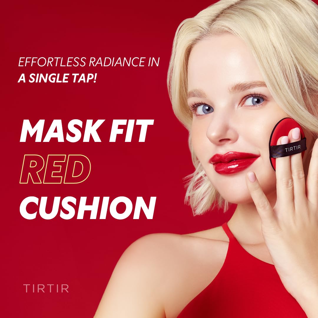 [*Mini Size*] TIRTIR Mask Fit Red Cushion Foundation | Full coverage, Weightless, Skin fit, Satin Glow Finish, Korean Makeup BB Foundation, beauty, Tattoo cover up, Buildable (#24N Latte, 0.15 Fl Oz)