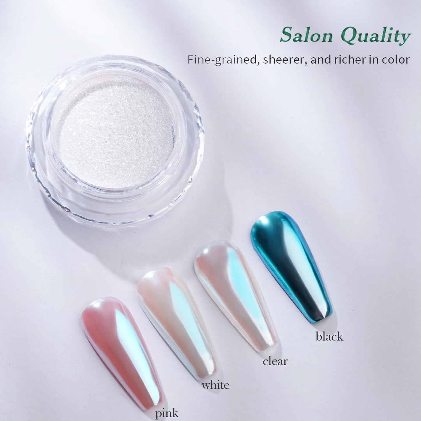 Pretty Diva Unicorn Chrome Nail Powder - Aurora Iridescent Nail Chrome Powders, Magic Aura Nail Powder Moonlight Blue Mirror Finish Mermaid Chrome Powder for Nails Manicure Pigment