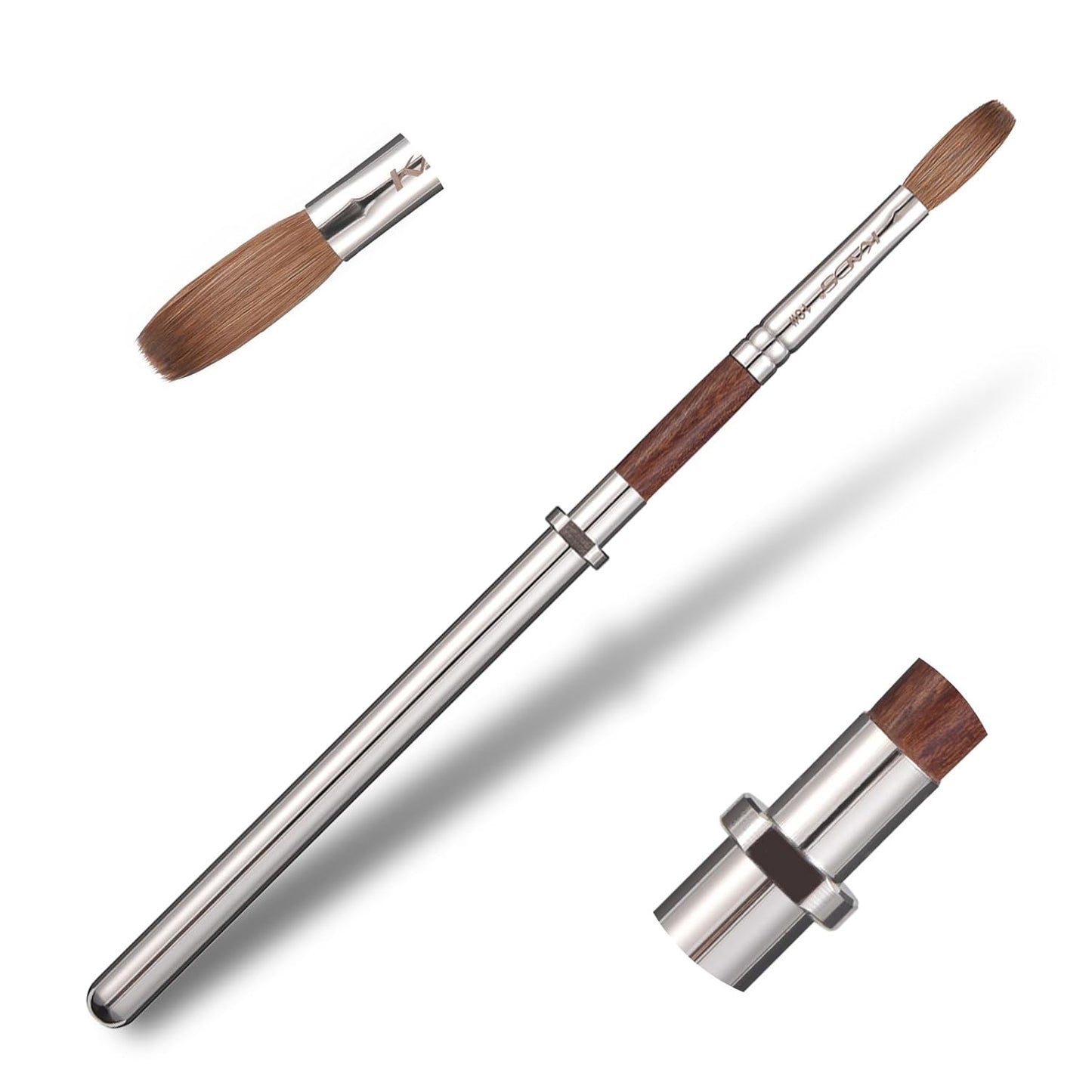 KADS Acrylic Nail Brush with Penholder Nail Brush for Acrylic Application-Oval Shaped Powder Nail Design Tools for Professional Manicure DIY Home Salon (10#)